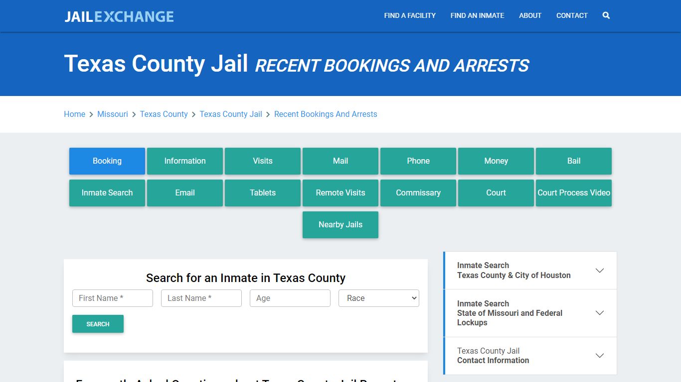 Texas County Jail MO Recent Arrests and Bookings - Jail Exchange